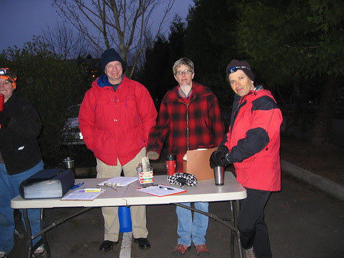 Susan, Jason, Cecil and Andrew, checking the riders in