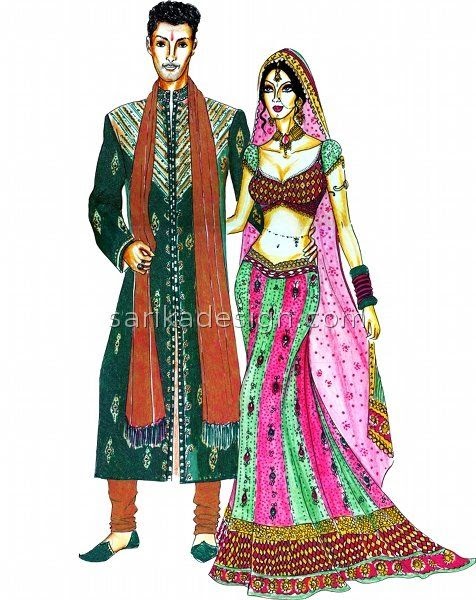 Drawing Indian Bride And Groom Painting - malayakram