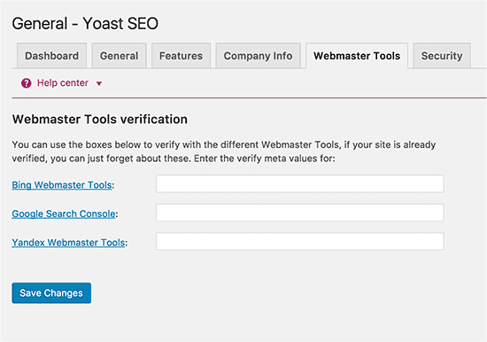 Yoast SEO - Webmaster tools Yoast SEO - Webmaster tools