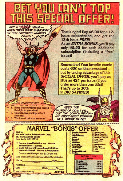 Marvel subscription ad