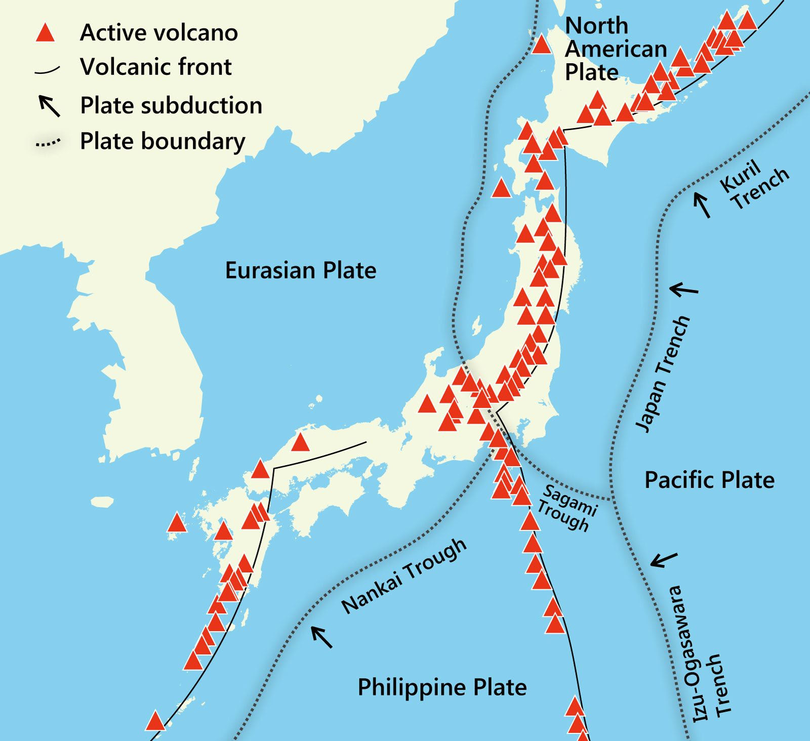 Japan Volcanoes Map Jungle Maps Map Of Japan Showing Volcanoes For 