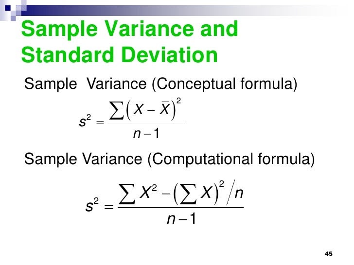 Sample Variance S2 Formula Sample Site G