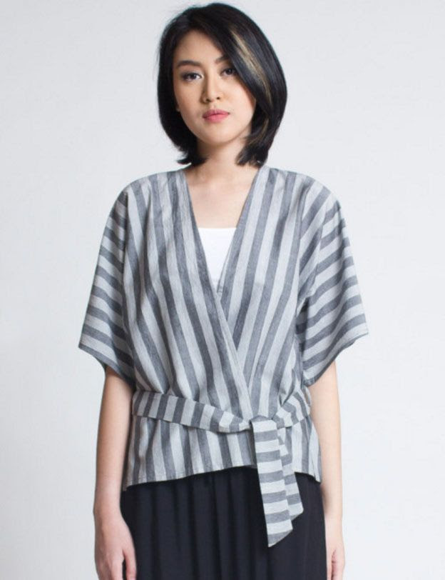 Model Gamis Lurik Kombinasi Polos - Model Baju Gamis Tebaru 2019