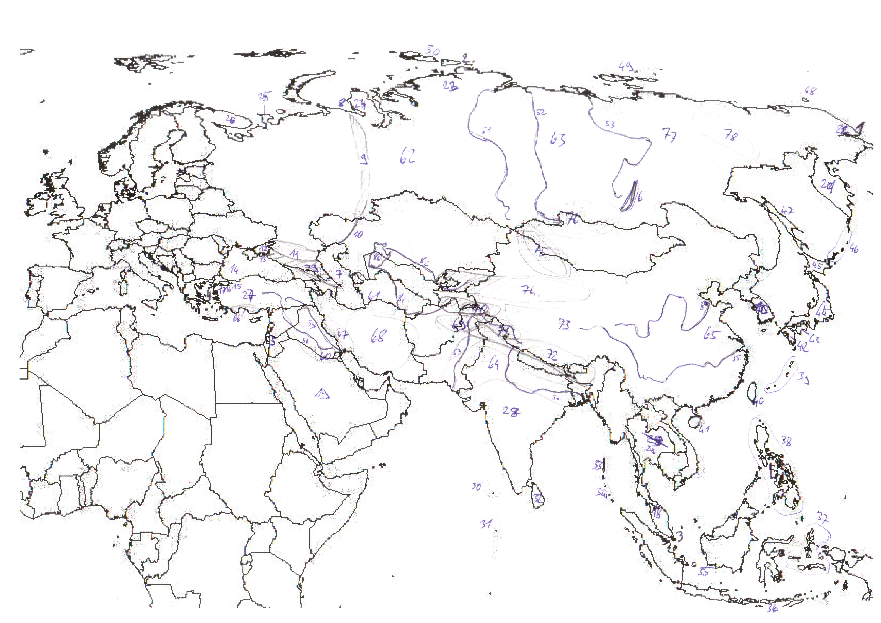 Slepa Mapa Asie States