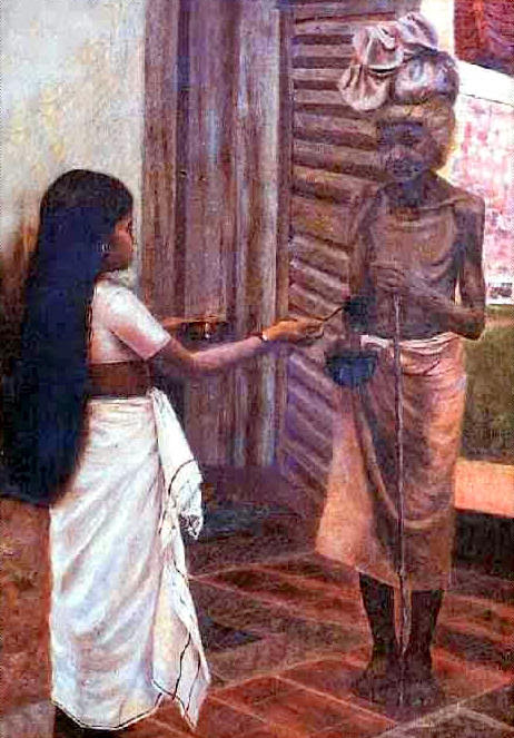 A Small Girl Giving Alms To A Poor Old Woman A Small Girl Giving Alms To A Poor Old Woman