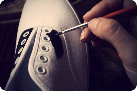 D.I.Y SADDLE SHOES...give some inexpensive keds or white canvas sneakers the adorable look of old fashioned saddle shoes! Such a quirky fun idea.