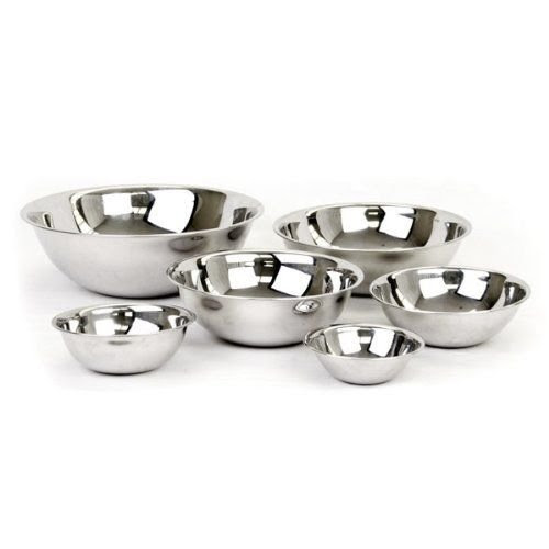 (Set of 6) Dozenegg Mixing Bowls Standard Weight Stainless Steel, Mirror Finish, 3/4, 11/2, 3, 4, 5, and 8 Qt.