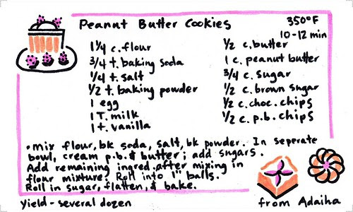 recipe card - peanut butter cookies