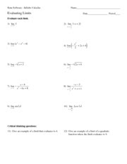 Calculus Limits Worksheet With Answers - Worksheet List