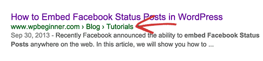 Breadcrumbs in search results Breadcrumbs in search results