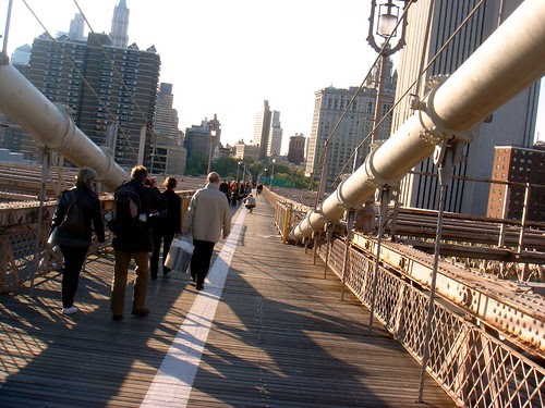 Skateboarding across the Brooklyn Bridge
