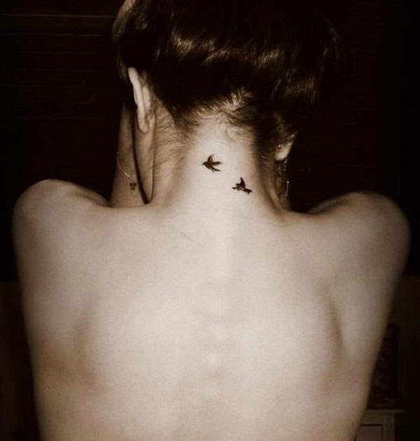 Girly Tattoo In Back Neck - Tatto Pictures