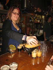 Rachel pours the beers