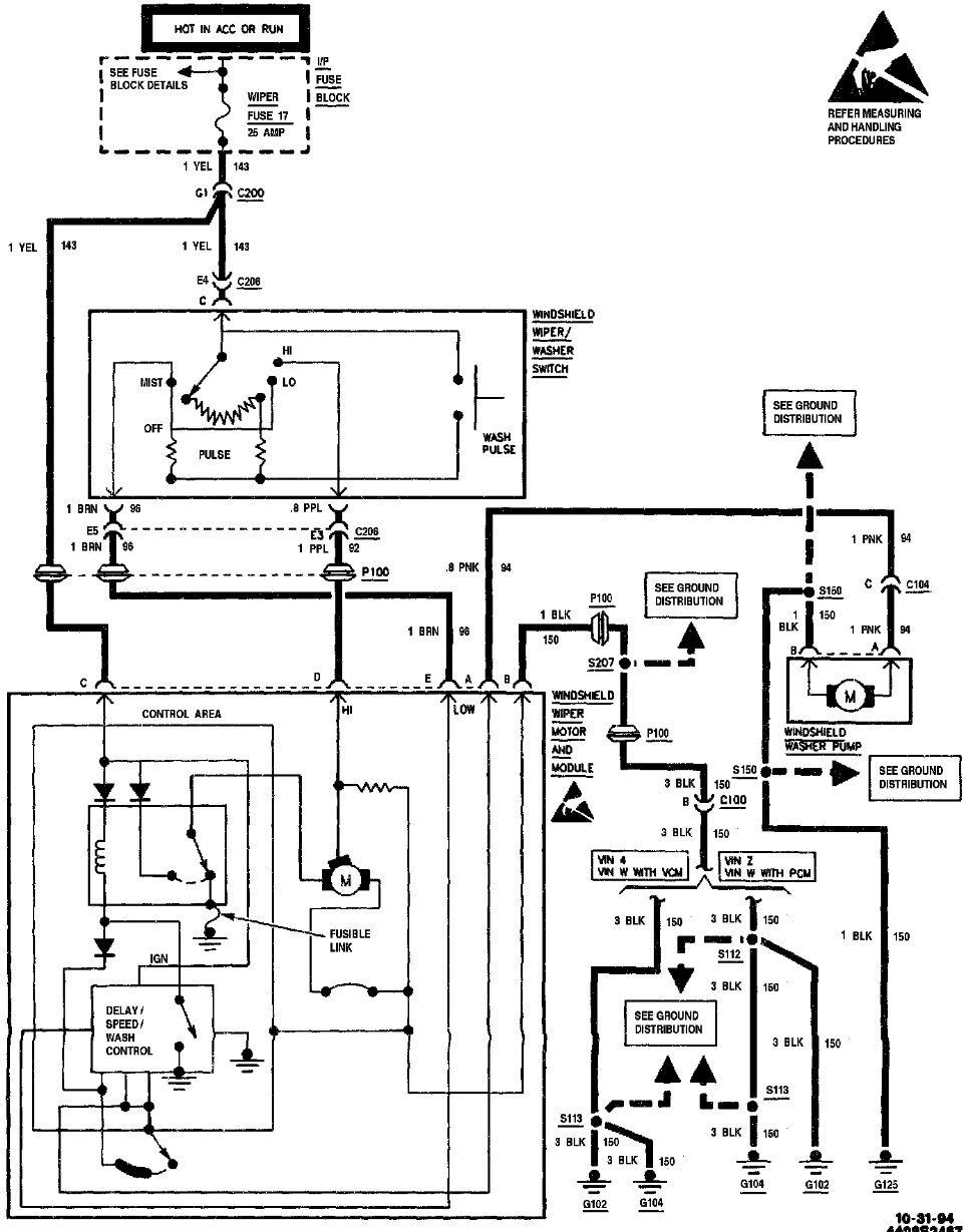 Windshield Wiper Motor Wiring Diagram - Diagram Stream 1998 chevy cavalier wiper switch wiring diagram 