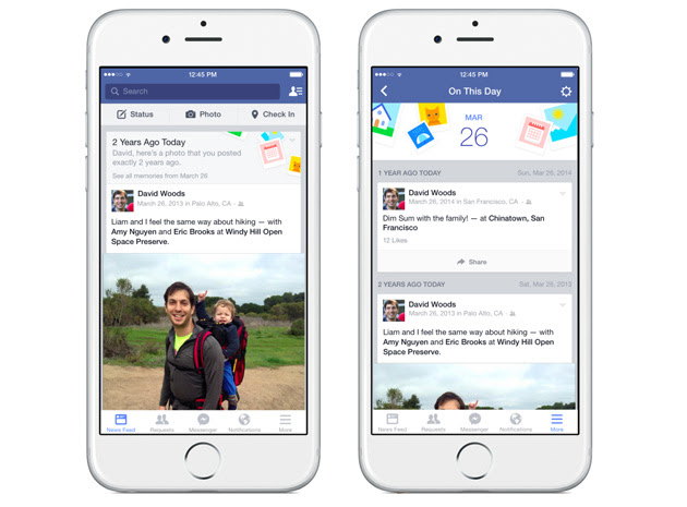 Facebook's On This Day on an iPhone