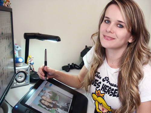 Foto Ila Fox, Ilustradora, Mesa de trabalho, Cintiq, 2010