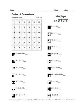 Order Of Operations Coloring Worksheets / Charlotte_james615's Shop