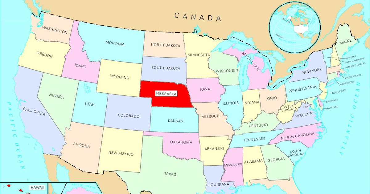 Where Is Nebraska On The Us Map Map
