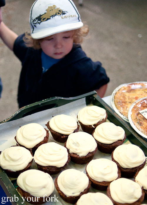 kid sees cake at christchurch farmers market canterbury