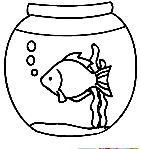 Fish Bowl Coloring Page - Free Coloring Page
