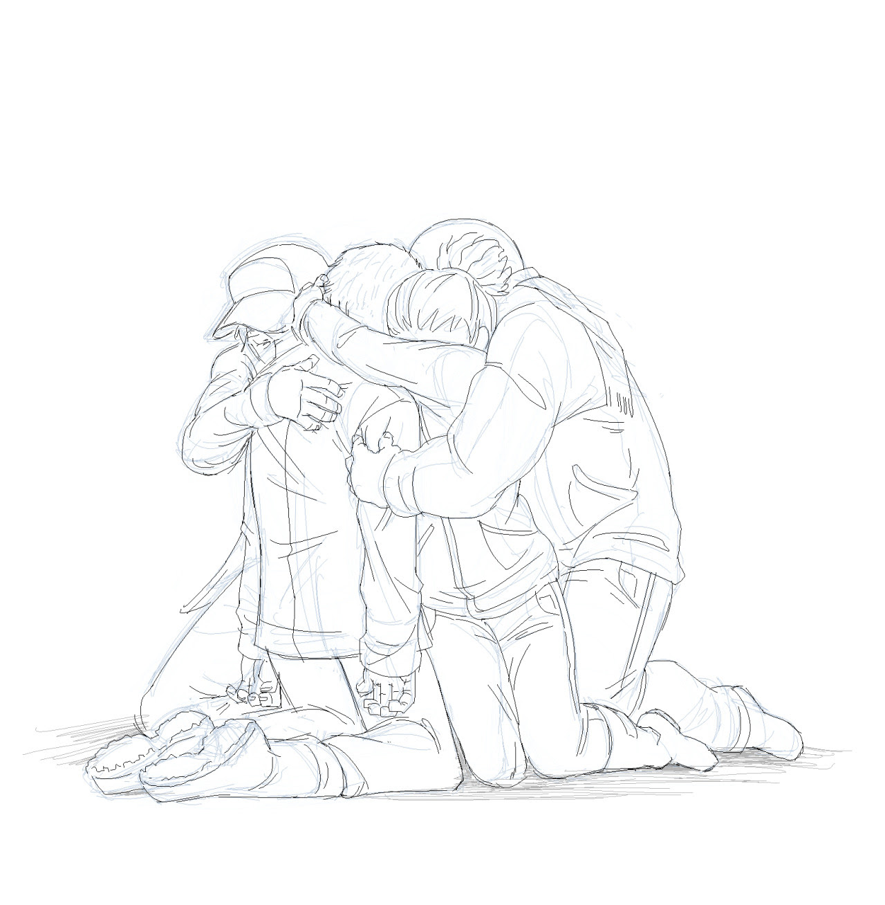 People Hugging Drawing Reference