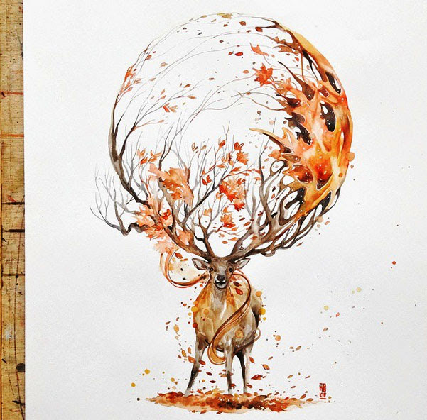Deer painting by LuqmanReza Deer painting by LuqmanReza