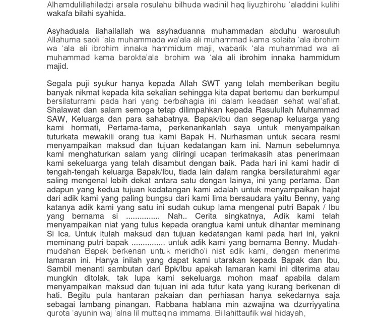 Sambutan Balasan Lamaran Dari Pihak Wanita Bahasa Jawa