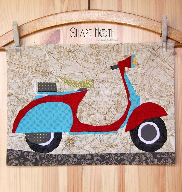 'Vespa Scooter v.2' paper piecing pattern by ShapeMoth, via Flickr