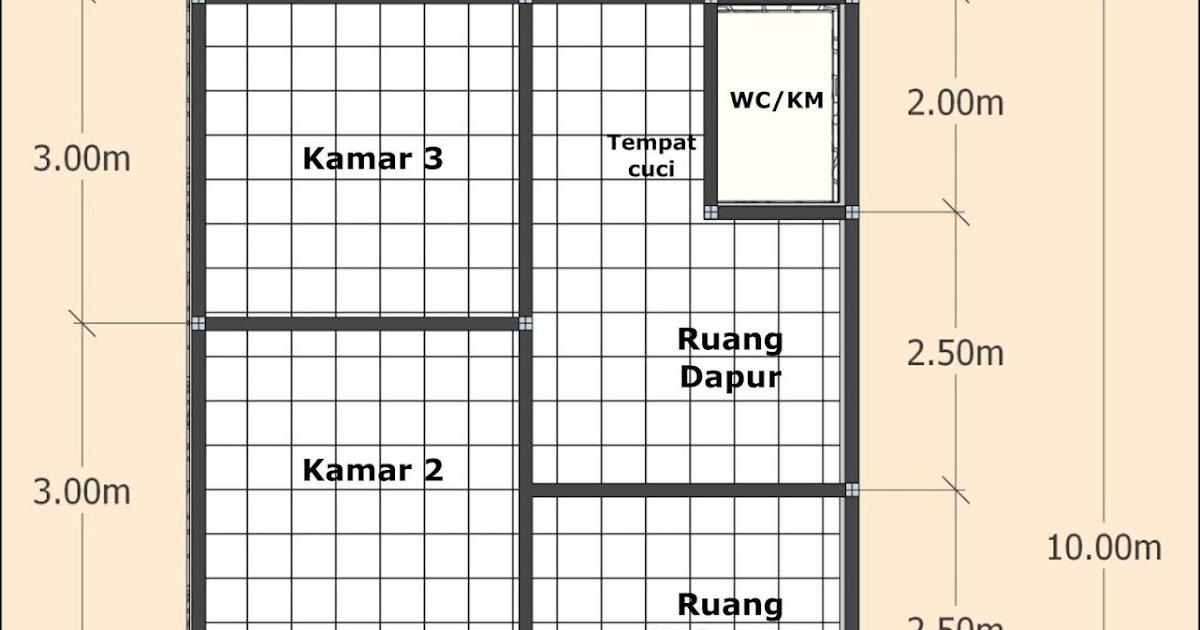 Desain Rumah Minimalis Sederhana 6X10 Meter 3 Kamar 1 Lantai / Denah