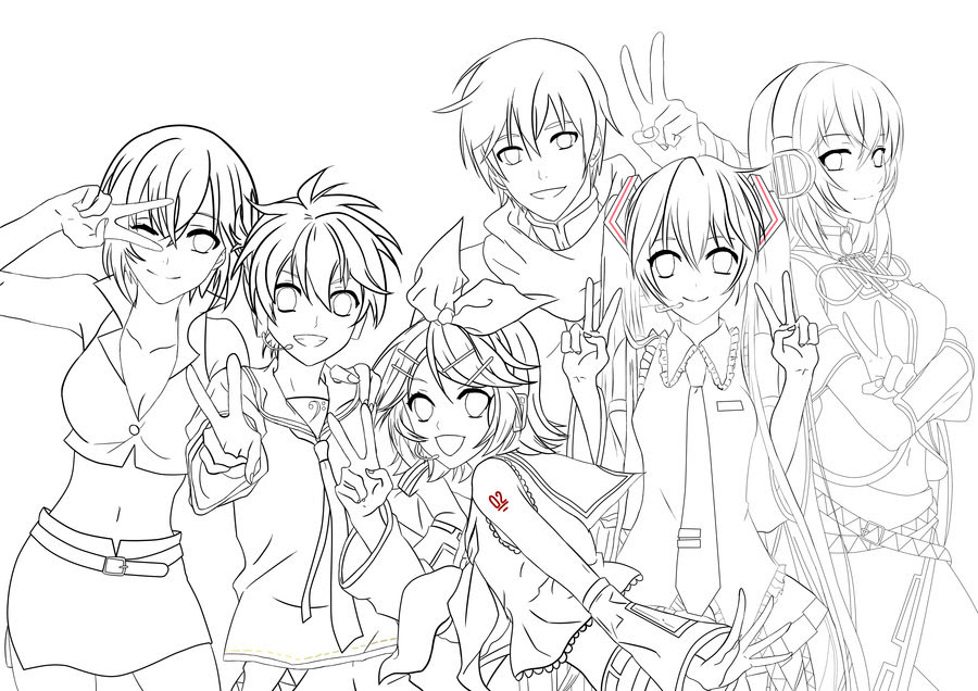 Anime group coloring pages