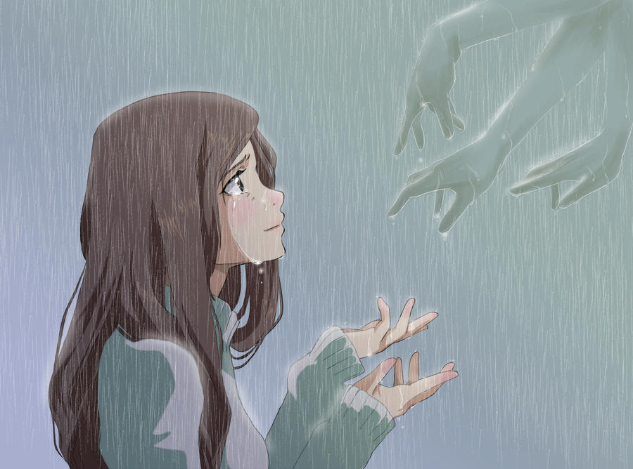 Anime Girl Reaching Out Hand Drawing