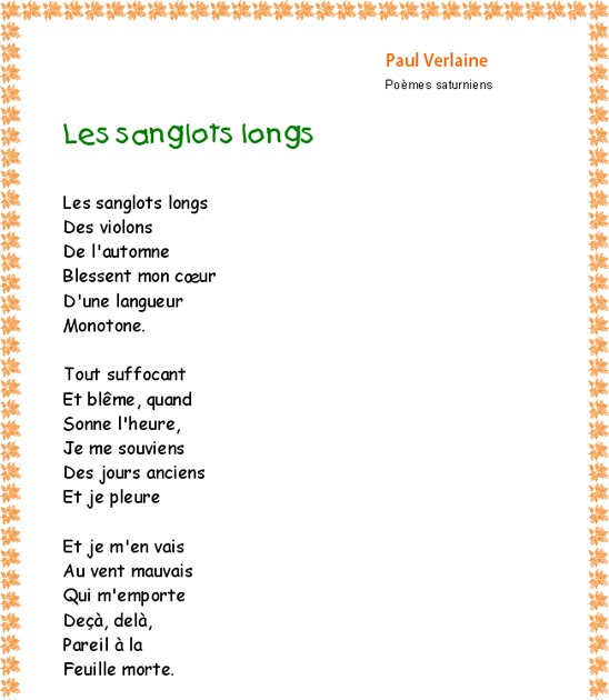 Les Sanglots Longs De L'automne Poeme binitox: les sanglots longs de paul verlaine