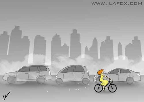 transito caótico e bicicleta livre ilustração para o BH Humor by ila fox