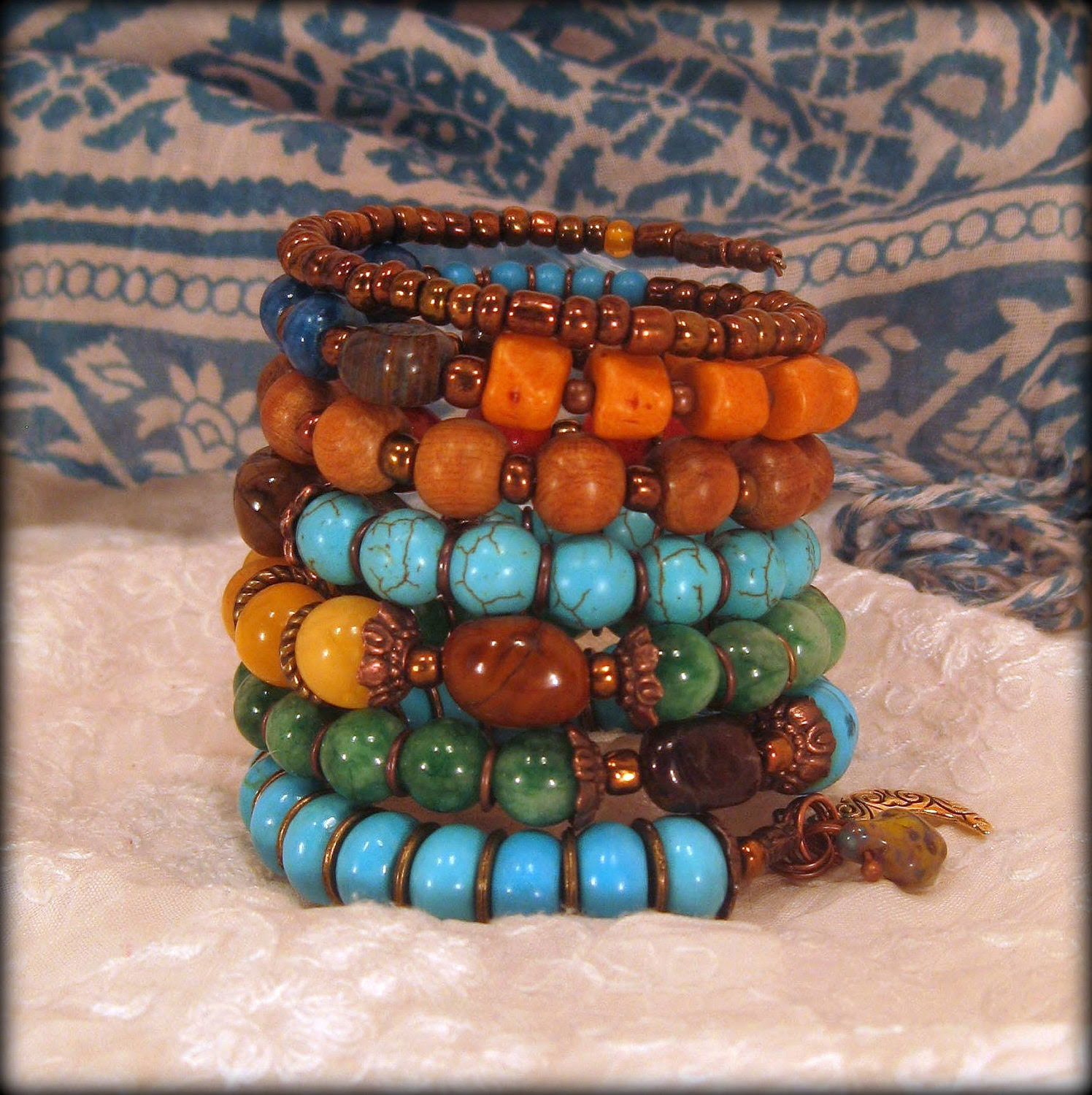 Autumn Moon - Memory Wire Bracelet - BlooMoonJewelry Autumn Moon - Memory Wire Bracelet - BlooMoonJewelry
