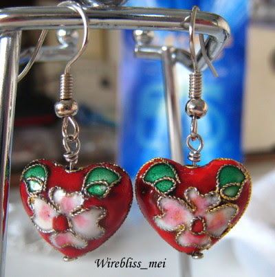 wire wrap earrings wire wrap earrings with Chinese cloisonne beads