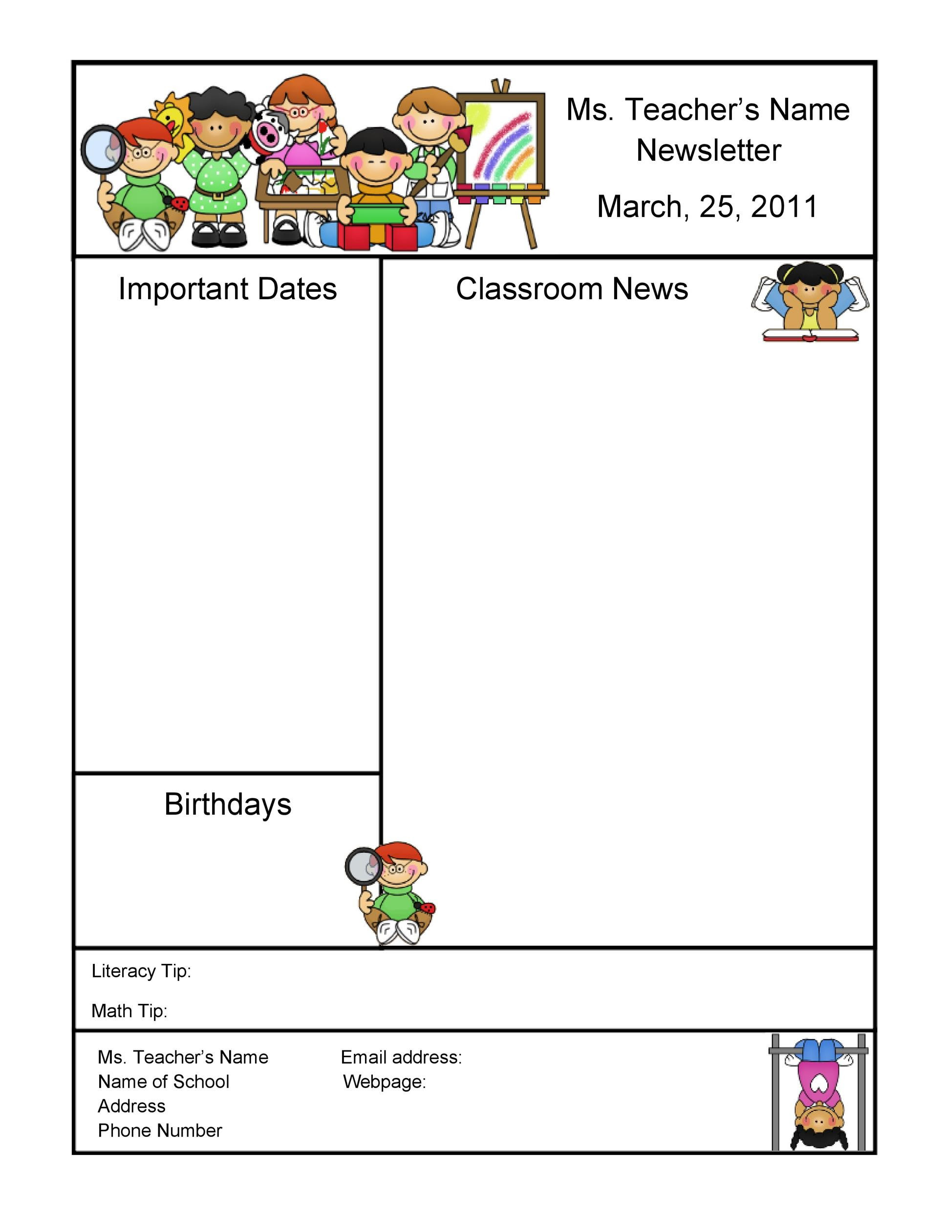 INDI: Child Care Center Newsletter Examples With Regard To Free School Newsletter Templates