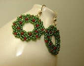 Christmas Wreath Earrings Glass and Gold Filled - Oogle Christmas Wreath Earrings Glass and Gold Filled - Oogle