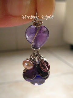 Wire wrapped Pendant Wire wrapped Purple Crystal Pendant