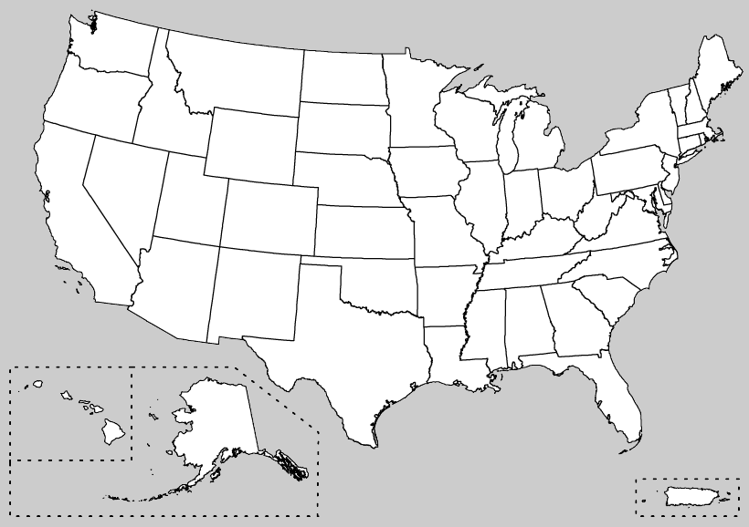 Maps: Us Map Unlabeled