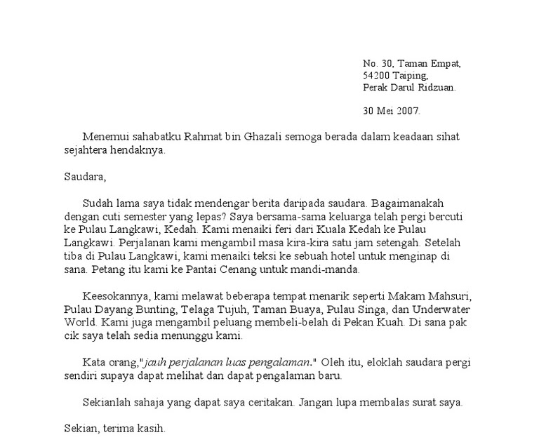 Contoh Surat Rasmi Melawat Orang Sakit - Contoh M