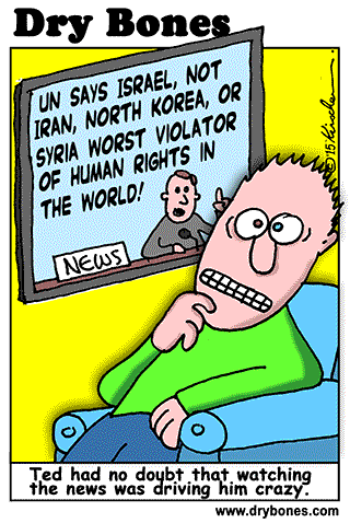 Kirschen, Dry Bones cartoon,Kirschen, UN,Israel, antisemitism, anti Israel, Human Rights, Syria, Iran, North Korea, media bias, bias,