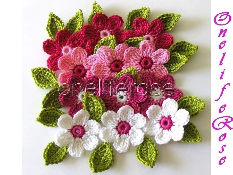 Crochet Flowers 12 pieces with 12 leaves....Pinky - OnelifeRosen Crochet Flowers 12 pieces with 12 leaves....Pinky - OnelifeRosen