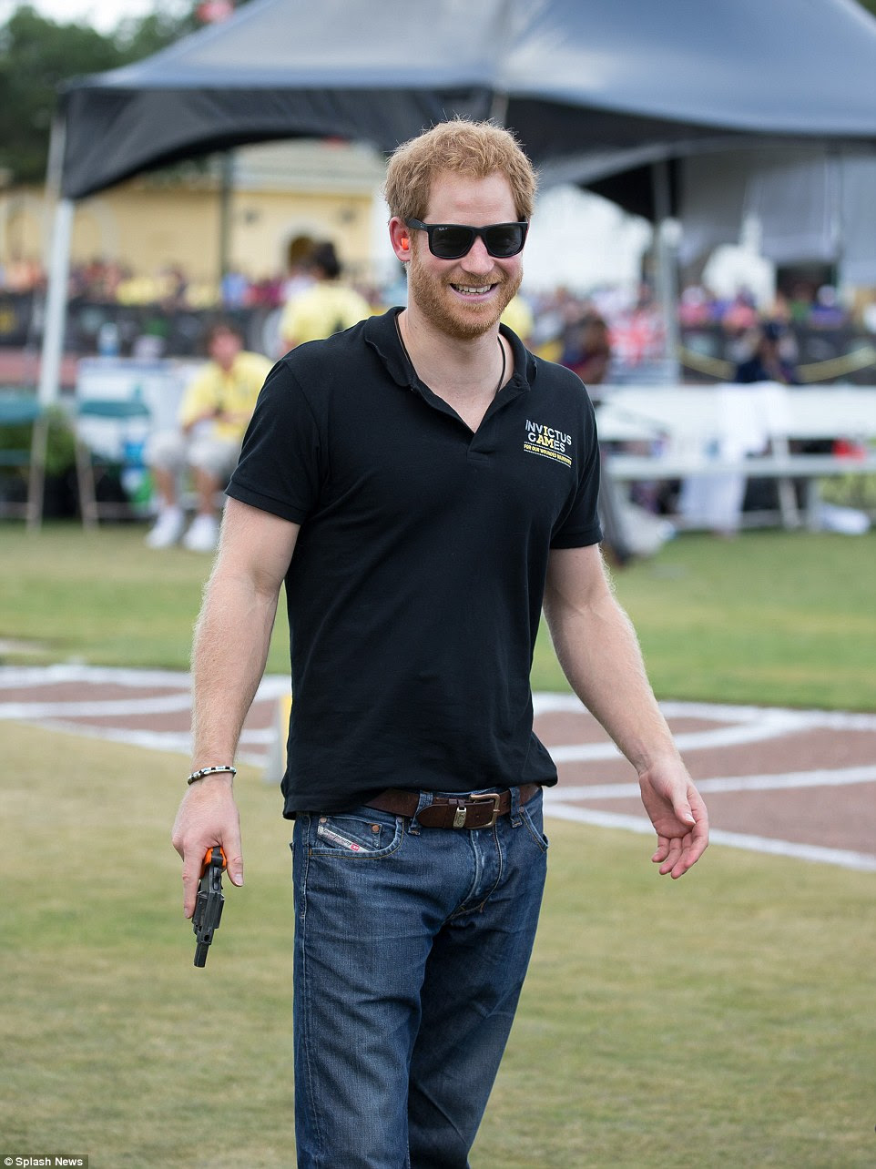 The Prince was seen wearing a pair of dark shades as he prepared to start the 200m race in Orlando