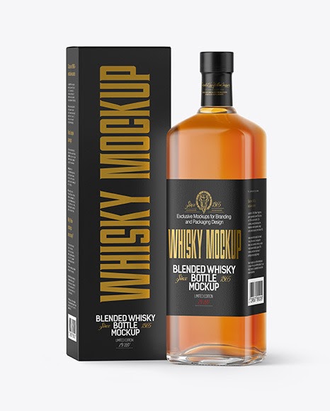 Download Download Whiskey Bottle Paper Tube Mockup Psd Whiskey Bottle With Box Mockup In Bottle Mockups On Yellow Images A Collection Of Free Premium Photoshop Smart Object Showcase PSD Mockup Templates
