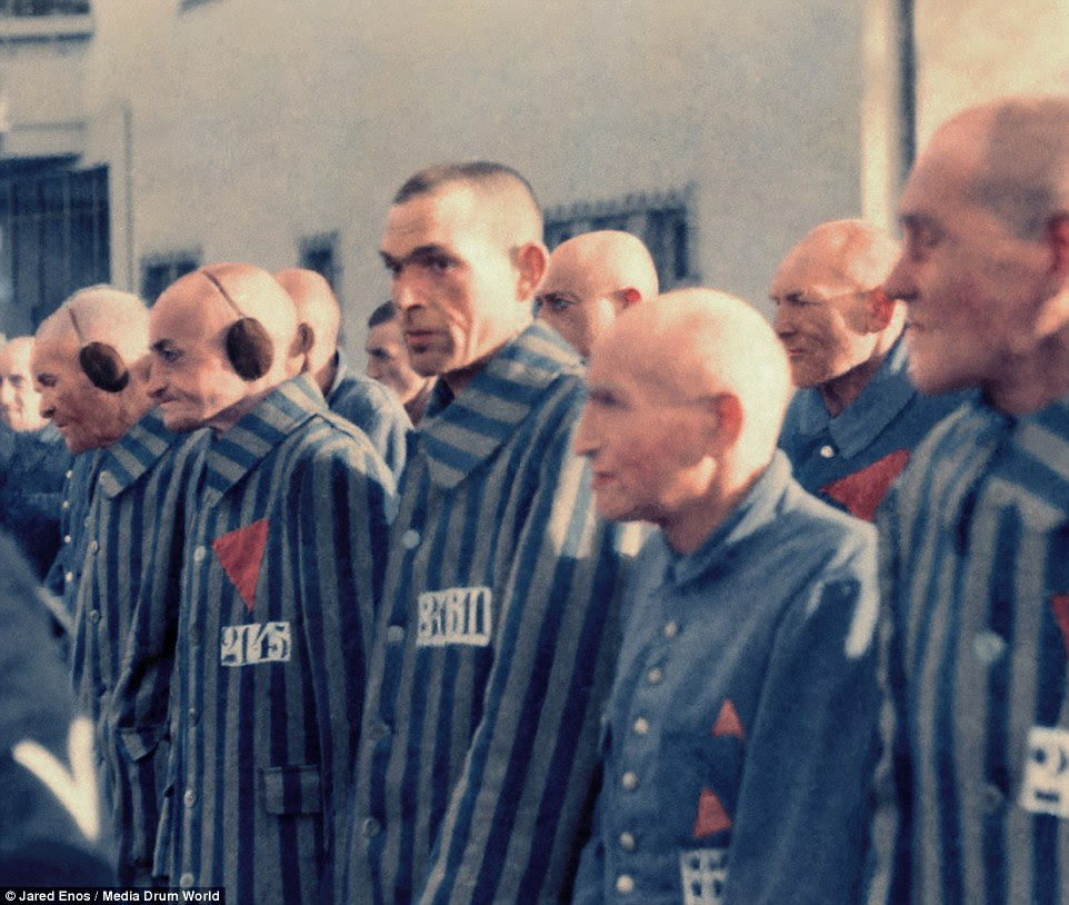 Horrific: A picture of prisoners at a concentration camp in Sachsenhausen, Germany, on July 12, 1936. The striped suits would become famous the world over, for all the wrong reasons in the wake of the Holocaust which was to follow