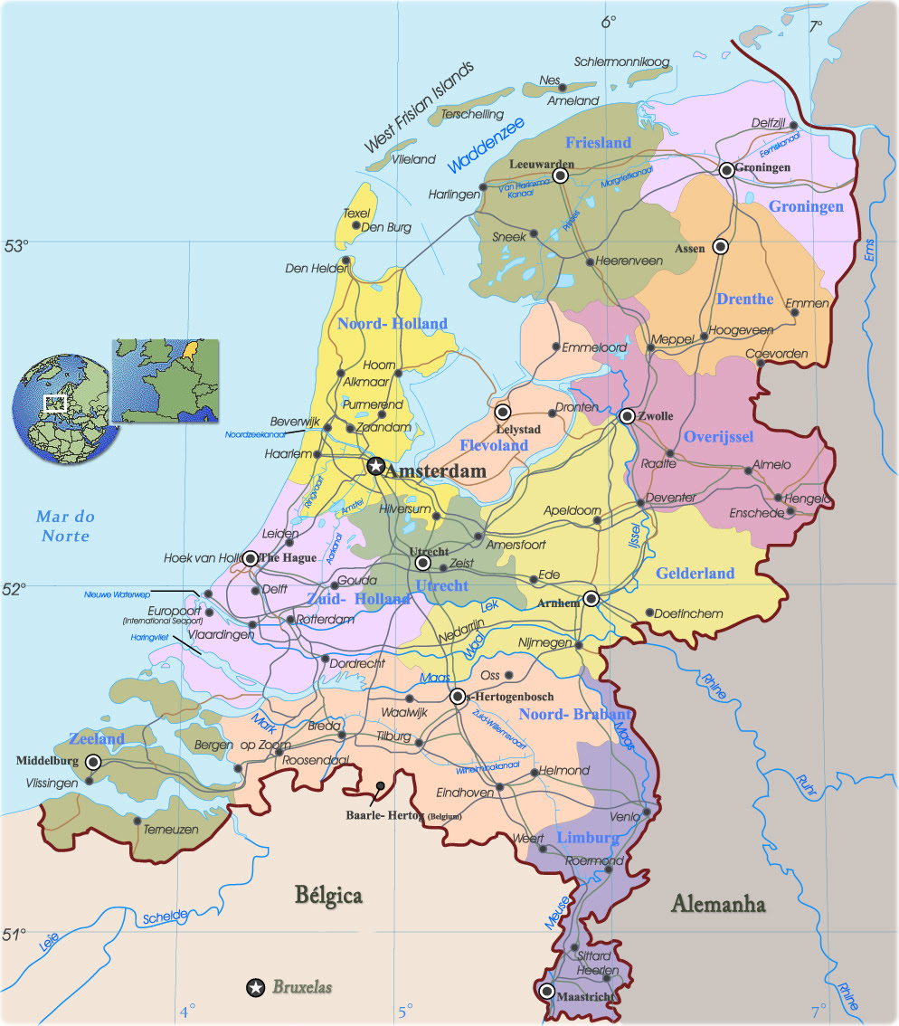 Holanda Mapa Europa : Países Bajos y Holanda: diferencia y mapa