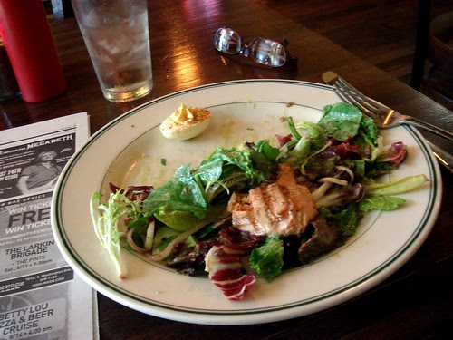 Salad with a deviled egg