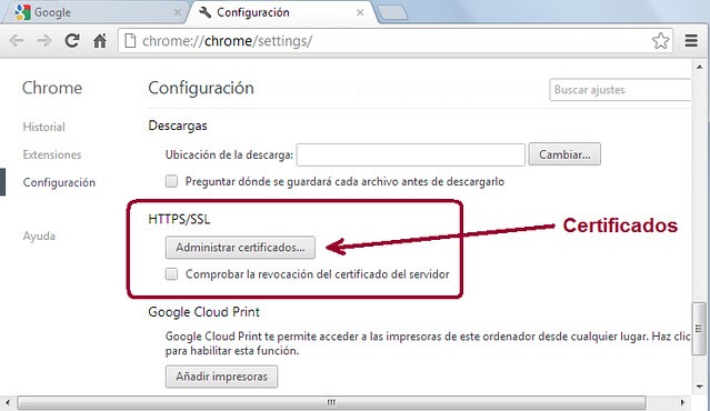 Administrar certificados