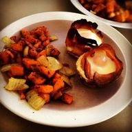 Bacon Wrapped Eggs with the Sweet Potato Hash #whole30 #paleo