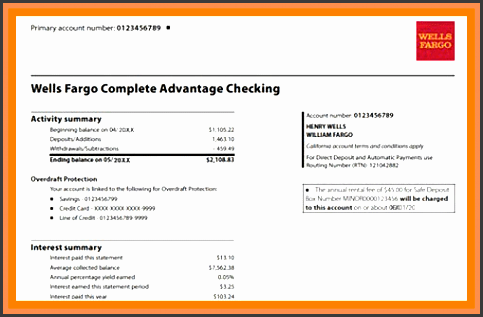 Wells Fargo Bank Statement Template Free Download